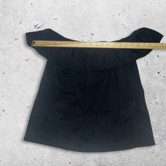 J.Crew Off Shoulder Blouse Pullover Ruffled Neckline Short Sleeves Black W Small - Picture 5 of 8